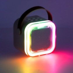   Bézs színű, RGB hordozható, Mini karaoke szett, Bluetooth hangszóró, Mikrofonnal