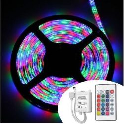   Színes 5m-es RGB 3528 típusú kültéri LED szalag szett távirányítóval