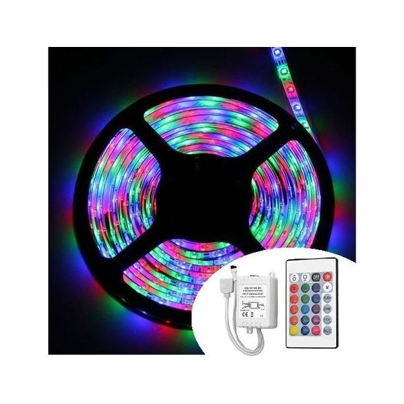 Színes 5m-es RGB 3528 típusú kültéri LED szalag szett távirányítóval
