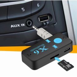   Bluetooth vevő AUX adapter SD kártya foglalattal, telefonkihangosító funkció